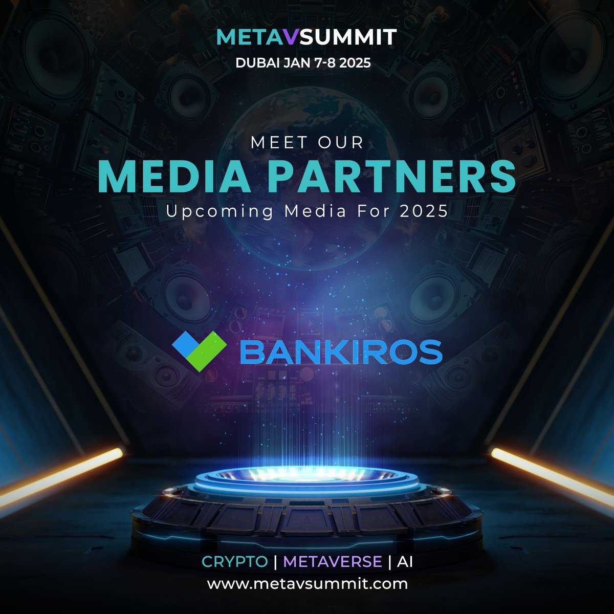 Excited for MetaVSummit Dubai, Jan 7-8, 2025! 

🚀 Dive into Web3, Crypto, and AI with global leaders. 

Proud to partner with @Bankiros to explore the future of digital tech.

👉 Learn more: buff.ly/4g1KZrI

#MetaVSummit #Web3 #Crypto #Blockchain