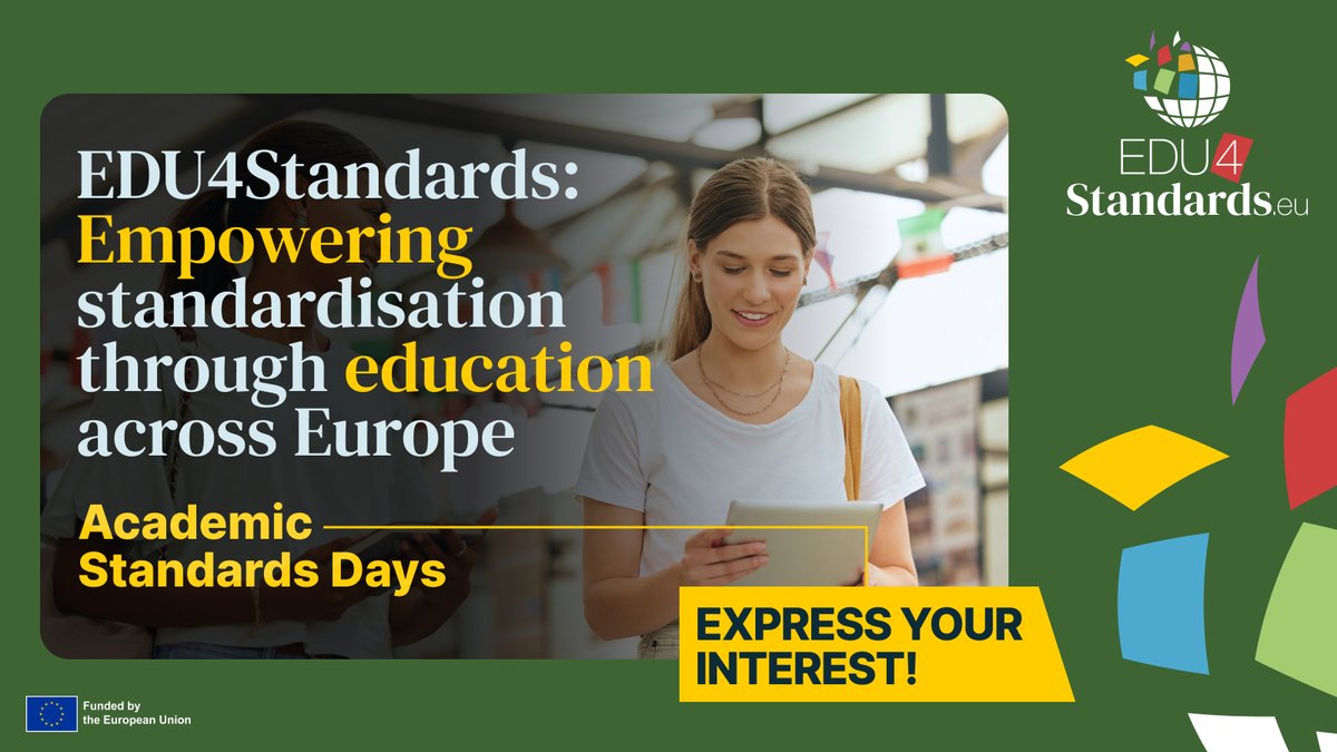 🌍 Are you part of an academic community or a standardisation professional? 
🤝 Are you interested in fostering local participation in the standardisation process?

👉 EDU4Standards will launch the Academic Standards Days (ASD) in at least 10 countries, aimed at enhancing