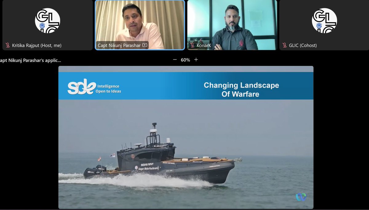 SagarDefence's tweet image. Our founder, Capt @Nikunj_Parashar  and Chief Financial Officer, @Mdlski were delighted to engage with the participants enrolled in the certificate course on #emergingtechnologies and #security by @RudramDynamics 

The session revolved around the changing landscape of #warfare…