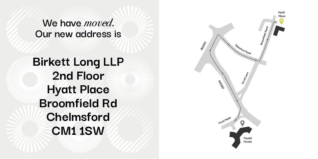 birkettlong's tweet photo. We are thrilled to announce that our office has moved to a new location in Chelmsford, and we can't wait to welcome you to our new space.! 🌆✨

📍 New Address: Birkett Long LLP, 2nd Floor, Hyatt Place, Broomfield Rd, Chelmsford CM1 1SW

#OfficeMove #NewBeginnings #Chelmsford https://t.co/aVFB3vGS1x