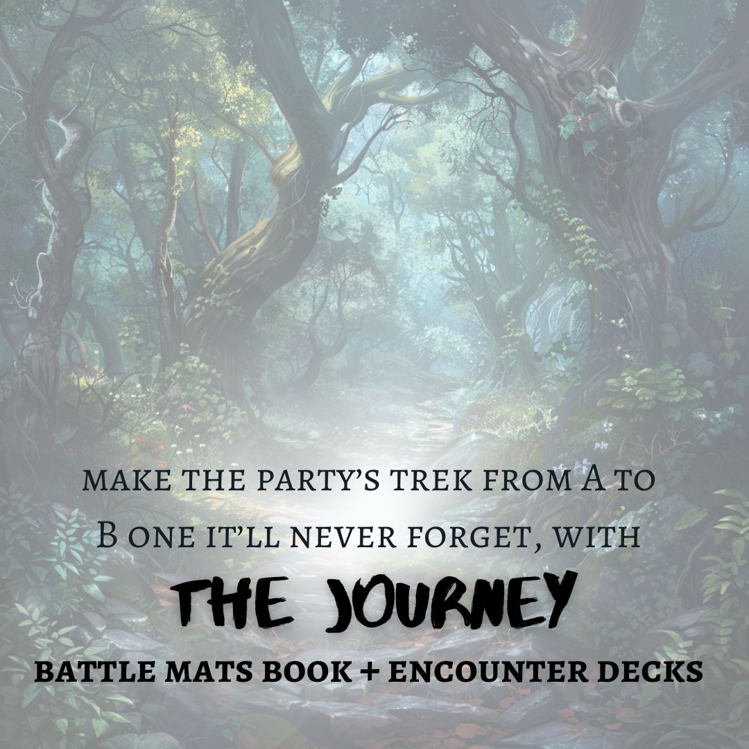 The party's journey from A to B doesn't need to be handwaved or a dull montage. Inject it with unforgettable chaos, with awesome encounters and a huge battle mat book to spill monster blood on!

vengersdecks.com/products/the-j…

#ttrpg #rpg #dnd #dungeonmaster #gamemaster