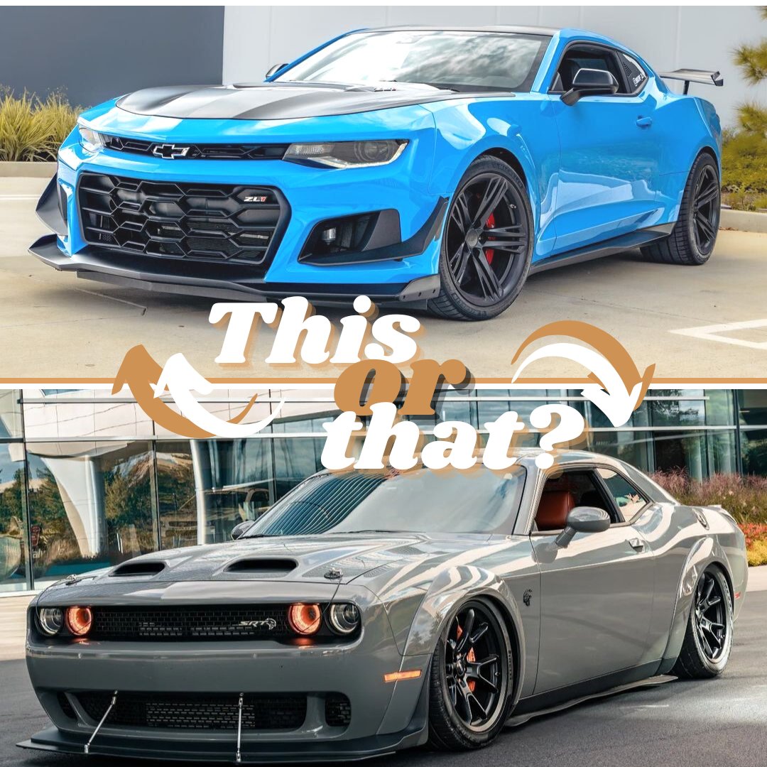UniqueChrysler's tweet photo. It's a Dodge vs Chevy rivalry for #ThisOrThat

https://t.co/HRRYE1oWwX
.
.
#dodge #burlington #2023charger #dodgechallenger #dodgecharger #americanmuscle #hellcat #chevycamaro #1le #mopar #moparlove #moparmilitia #challengerhellcat #camarozl1 #tracktoy https://t.co/wwVdI4dgqX