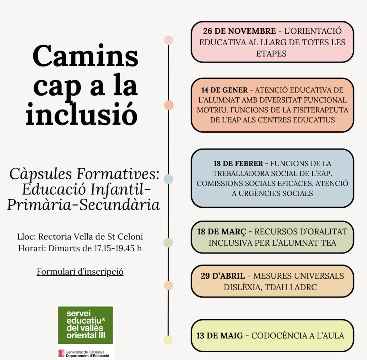 📢📢📢 Recordeu!! Demà comencem amb el cicle de xerrades Camins cap a la Inclusió. 

A les 17:15 a la Rectoria Vella de Sant Celoni. 

Encara queden places: ja.cat/caminsinclusio