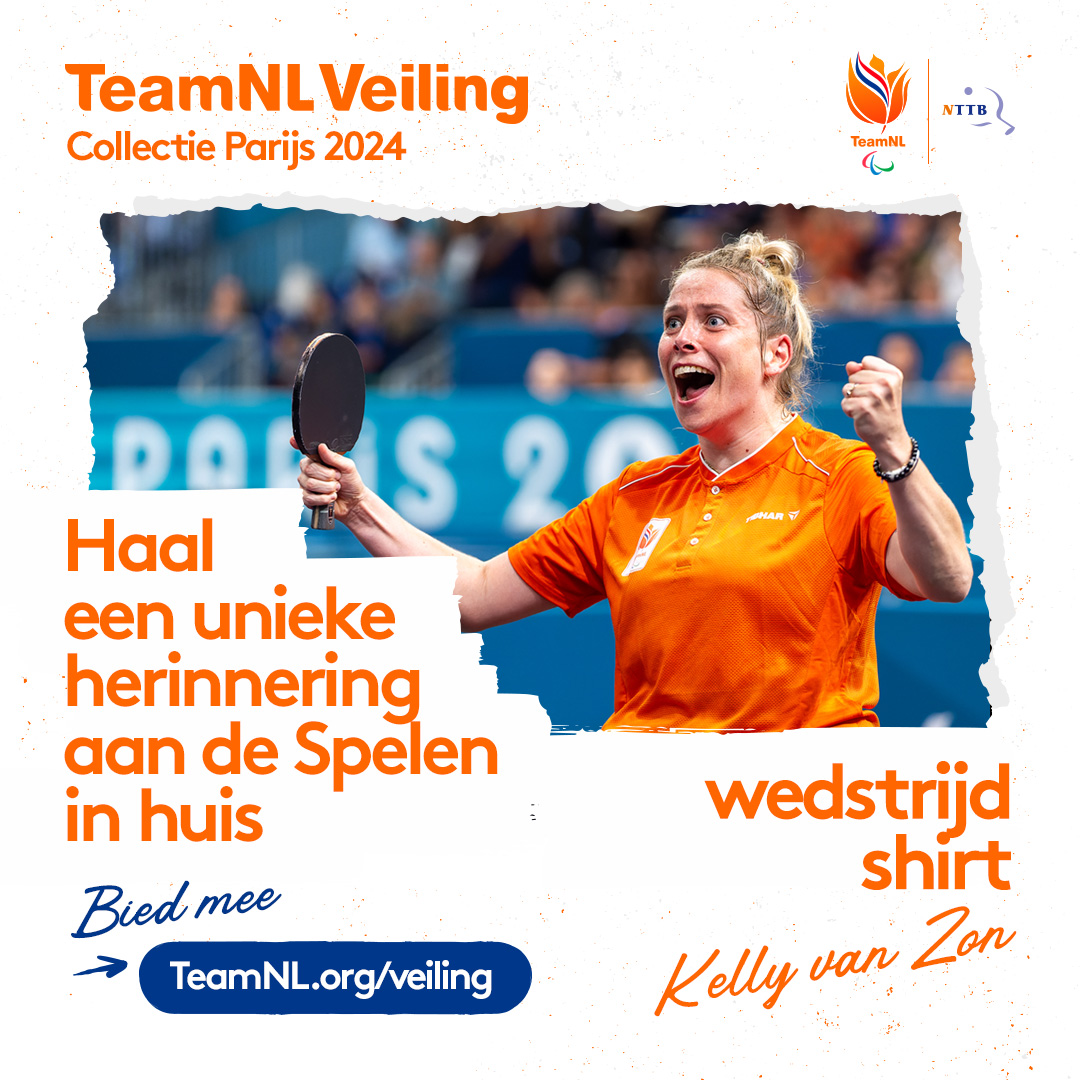 Wil jij een gesigneerd shirt bemachtigen van viervoudig Paralympisch kampioen Kelly van Zon? 👀

De TeamNL Veiling maakt het mogelijk! 🏅 Haal een unieke herinnering van #Paris2024 in huis, al vanaf €24.

Doe mee via: teamnl.org/veiling