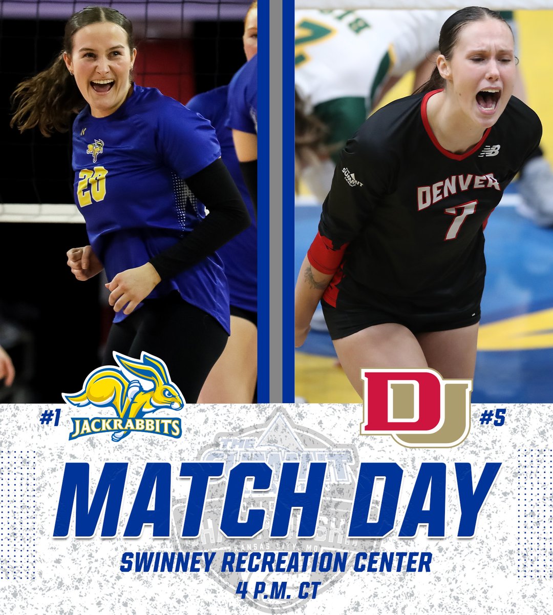 The Summit League (@thesummitleague) on Twitter photo πππππ πππ π
(1) <a href="/GoJacksVB/">Jackrabbit Volleyball</a> vs. (5) <a href="/DU_Volleyball/">Denver Volleyball</a>
π Β» Swinney Center
β° Β» 4 p.m. CT
πΊ Β» SLN (<a href="/MidcoSports/">Midco Sports</a>)
πΒ» tinyurl.com/56z9wwcs
Subscribe Β» bit.ly/3qboa0H
#ReachTheSummit x #SummitVB πππππ πππ π
(1) <a href="/GoJacksVB/">Jackrabbit Volleyball</a> vs. (5) <a href="/DU_Volleyball/">Denver Volleyball</a>
π Β» Swinney Center
β° Β» 4 p.m. CT
πΊ Β» SLN (<a href="/MidcoSports/">Midco Sports</a>)
πΒ» tinyurl.com/56z9wwcs
Subscribe Β» bit.ly/3qboa0H
#ReachTheSummit x #SummitVB