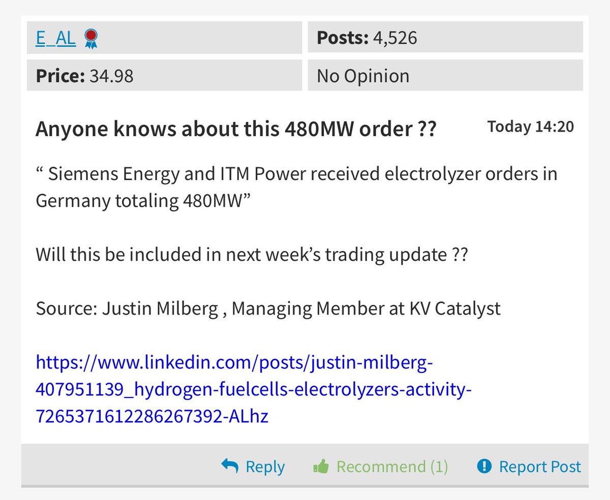 JohnAnderson_10's tweet photo. Siemens Energy and ITM Power received electrolyzer orders in Germany totaling 480MW 🤩💰💰 #ITMPower #ITM https://t.co/ldakbDayGH