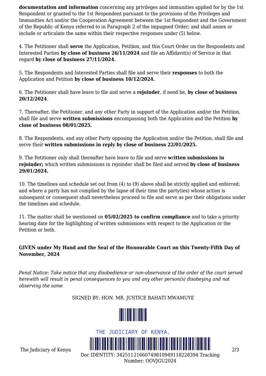Following an application by the <a href="/LawSocietyofKe/">Law Society of Kenya</a>, the High Court has issued a conservatory order suspending the impugned decision of <a href="/ForeignOfficeKE/">State Department for Foreign Affairs | Kenya</a> listing the Bill and Melinda Gates Foundation as an organisation of Consular Status with privileges under the Privileges and