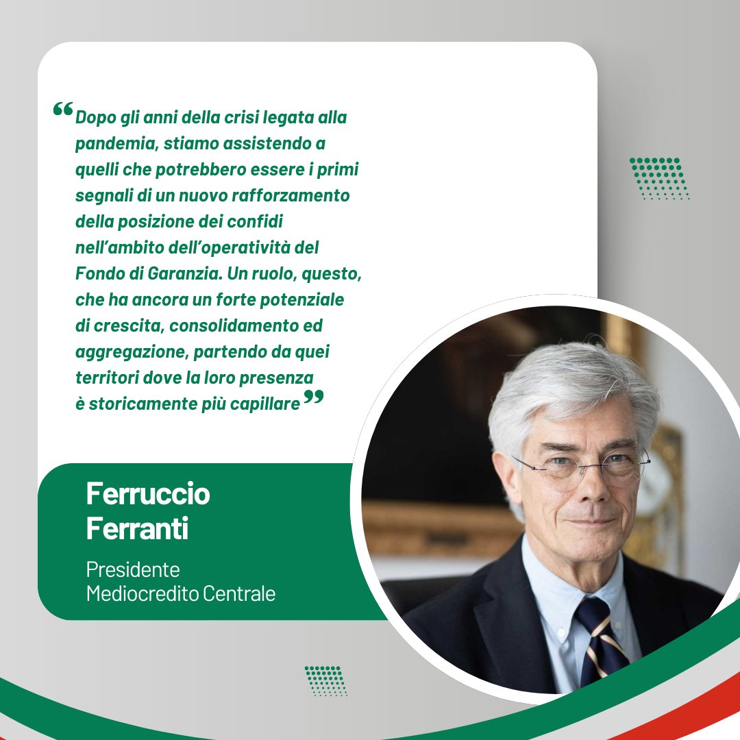 MediocreditoC's tweet image. 🟢 Con il Presidente #Ferranti abbiamo partecipato alla convention “30 anni di #FedartFidi  Insieme tra passato e futuro” 

🎯 Obiettivo:  scattare una fotografia sullo stato del sistema dei #confidi e confrontarsi sull’importanza di favorire l’accesso al credito delle #PMI.