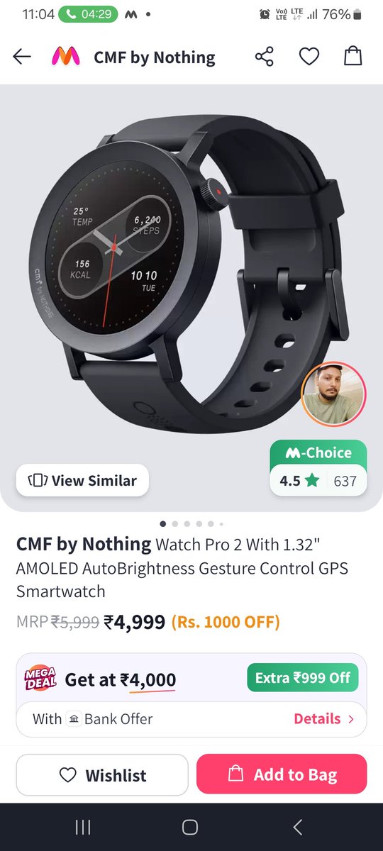 keshav__gupta's tweet photo. @myntra your app is showing below watch at 4k after card discount and says discount automatically added after adding card but it automatically deducted 5012 instead and says MRP is 5999, isn't this misleading? @MyntraSupport #myntra #INDvsAUS https://t.co/Jv2gaEJPbZ
