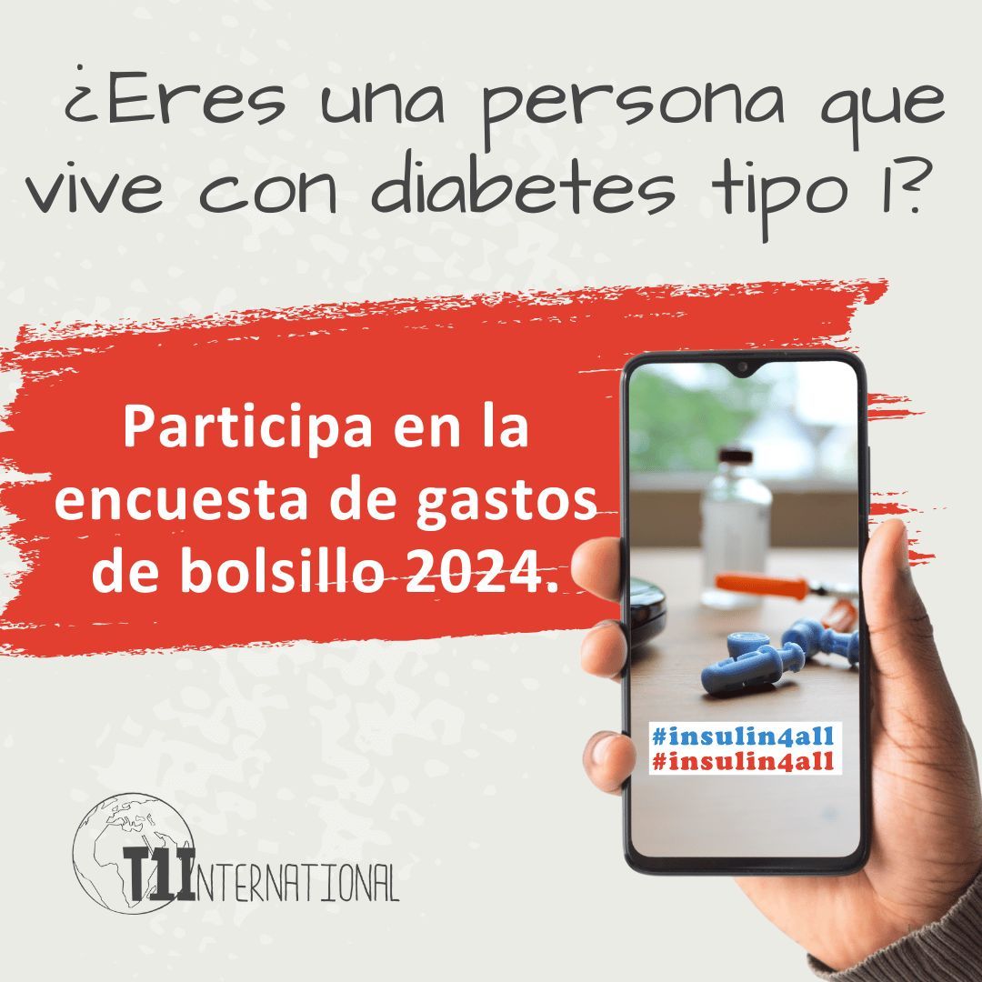 t1international's tweet photo. ¡Nuestra 5ª Encuesta de Gastos de Bolsillo está activa! Si tú o alguien en tu hogar tiene diabetes tipo 1, ayúdanos a recopilar datos sobre los costos de insulina y el racionamiento:  https://t.co/yKSFMm6qaM 
#insulin4all #FightForFive https://t.co/RVrWNvqHQl