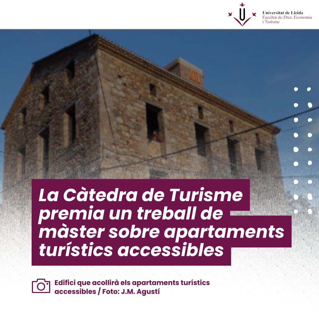 FDET_UdL's tweet photo. 🎓 La Càtedra de Turisme de la UdL premia el TFM de Josep M. Agustí sobre allotjaments accessibles a la Vall Fosca i el TFG de Blanca Vilalta amb propostes de màrqueting per potenciar els recursos naturals de Lleida. Innovació i inclusió en turisme! 🏞️🌍
#fdet #udl https://t.co/dORHcUuIY8