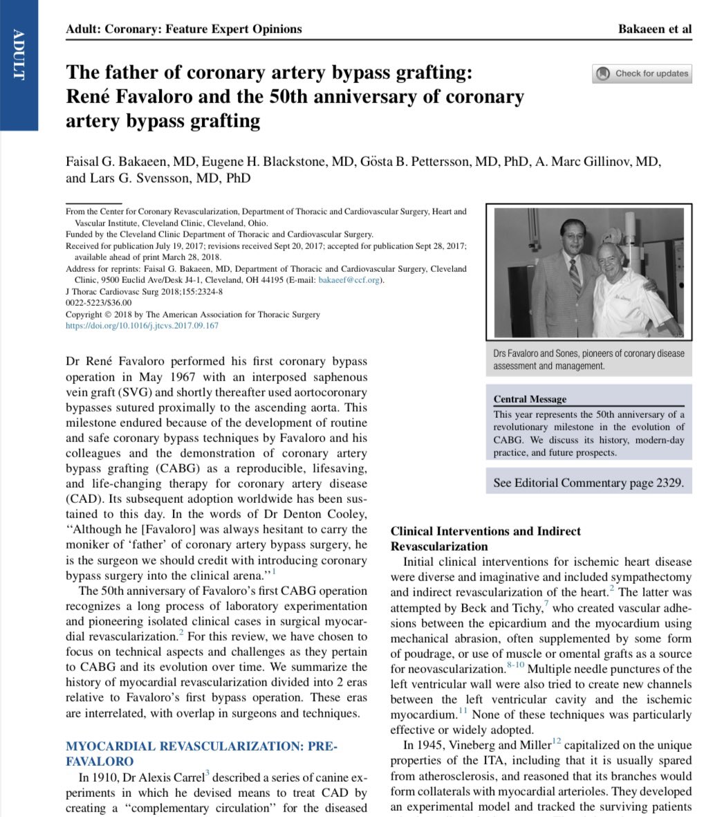 Eric E. Roselli (@ericrosellimd) on Twitter photo Must read 4 any current/future CTsurgeon - thanks 4 writing/sharing <a href="/FaisalBakaeen/">Faisal Bakaeen MD</a> (true CABG authority)!
Stories behind the history highlight importance of collaboration & how knowledge creates new knowledge.
Superficial arguments @ “who’s 1st” miss bigger idea: saving lives! Must read 4 any current/future CTsurgeon - thanks 4 writing/sharing <a href="/FaisalBakaeen/">Faisal Bakaeen MD</a> (true CABG authority)!
Stories behind the history highlight importance of collaboration & how knowledge creates new knowledge.
Superficial arguments @ “who’s 1st” miss bigger idea: saving lives!