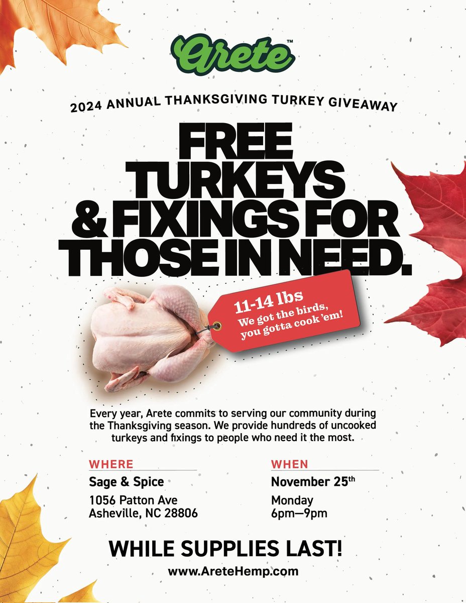 Free turkeys for anyone in or around Asheville today, they have 1000 to give away