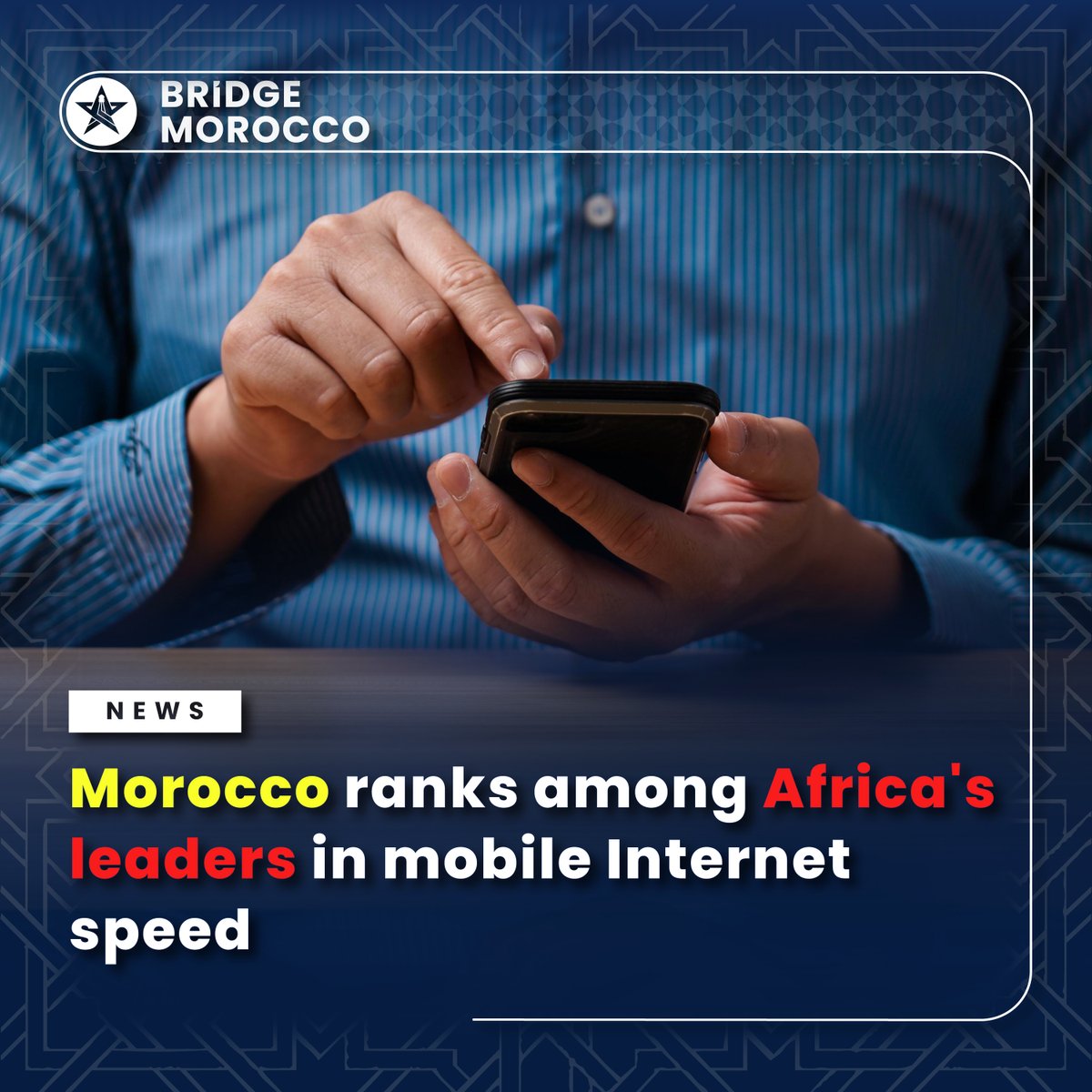 BridgeMorocco's tweet image. Morocco ranks 2nd in Africa for mobile internet speed! With 45.1 Mbps download speed and advanced telecom infrastructure, it’s a hub for innovation and connectivity. 🌐

#BridgeMorocco #InternetSpeed #MoroccoTech