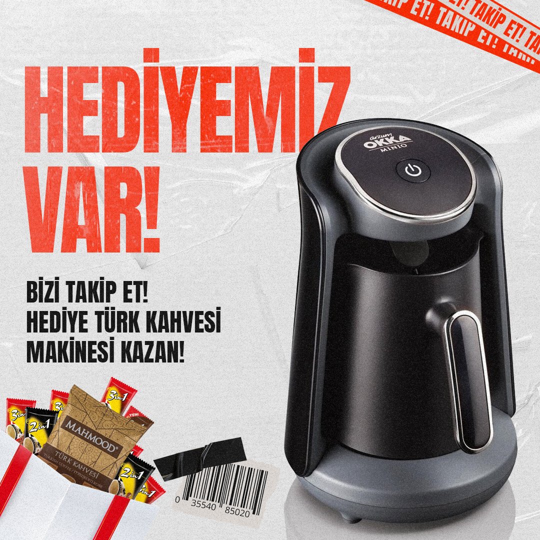 Hediyemiz var!❤️

1 kişiye Türk Kahvesi Makinesi ve Mahmood Coffee kahve seti + 5 kişiye de Mahmood Coffee kahve seti hediye ediyoruz!🎉

Katılmak için;

☕️ <a href="/MahmoodCoffeeTR/">Mahmood Coffee TR</a> hesabımızı takip et,
☕️ Hediye tweetimizi beğen,
☕️ Kahve içmeyi en sevdiğin 3 arkadaşını yoruma etiketle!
