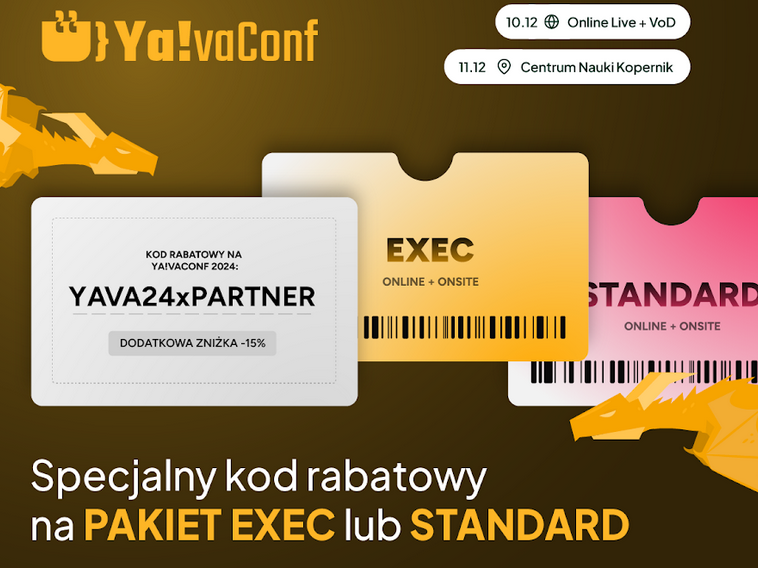 JavaDevMatt's tweet image. Jako patron społecznościowy wydarzenia zapraszam do sprawdzenia konferencji Ya!va Conf 2024 🐧
👉 yavaconf.com
Na załączonej grafice kod rabatowy 🧅