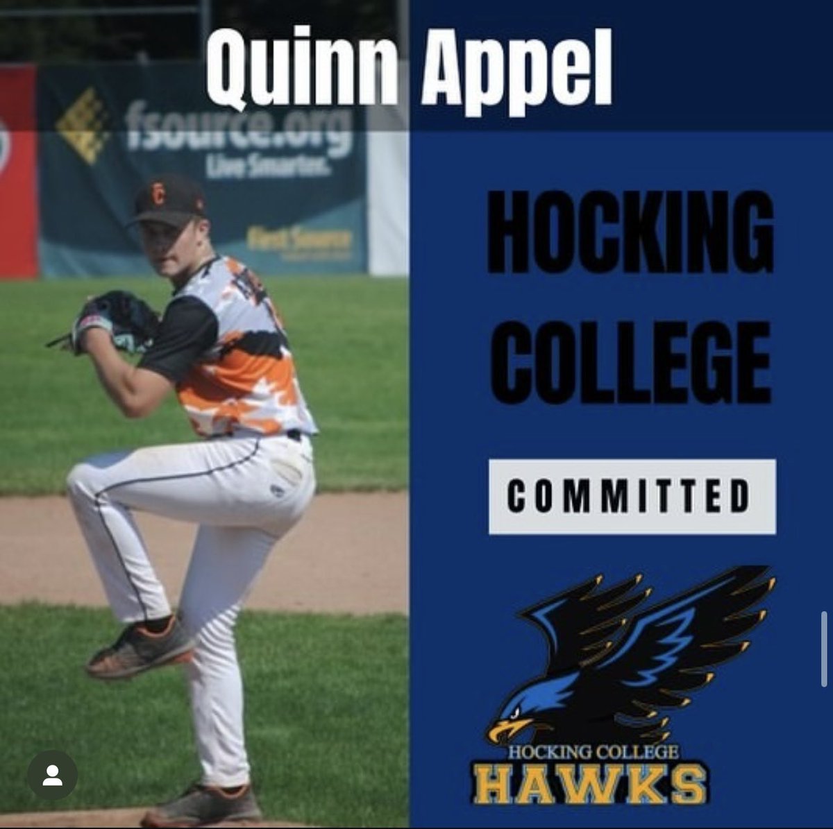 Quinn Appel from the <a href="/tricitygiants/">Tri-City Giants</a> commits to Hocking College in Ohio!