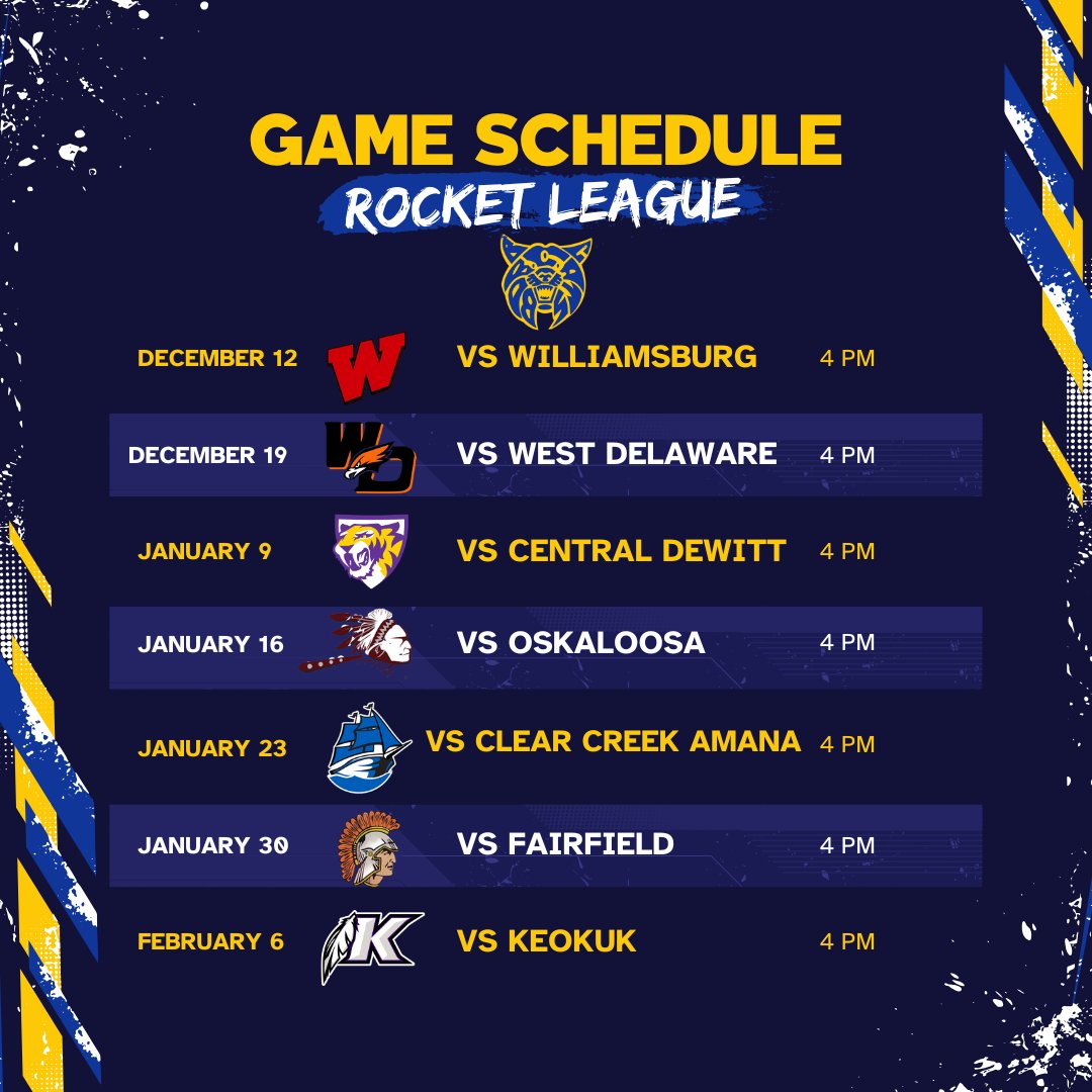 BentonEsports's tweet image. Anyone order a schedule? 🧑‍🍳

Here is this Winter's Rocket League schedule!

First game is on December 12th!

Stay tuned for the Overwatch 2 schedule later today!