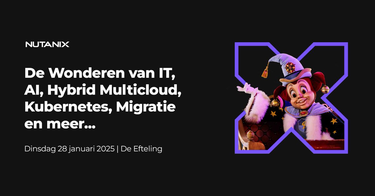 Blokkeer je agenda op dinsdag 28 januari en ontdek de wondere wereld van #IT in de Efteling 🔮.  Ook zullen er verschillende klanten en experts aan het woord komen om hun ervaringen vanuit de praktijk te delen.  🎟 Reserveer jouw entreeticket: event.nutanix.com/dewonderenvani…