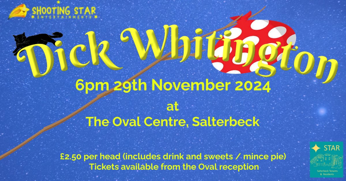 We still have some tickets left for the pantomime this Friday, please contact the Oval for further information.