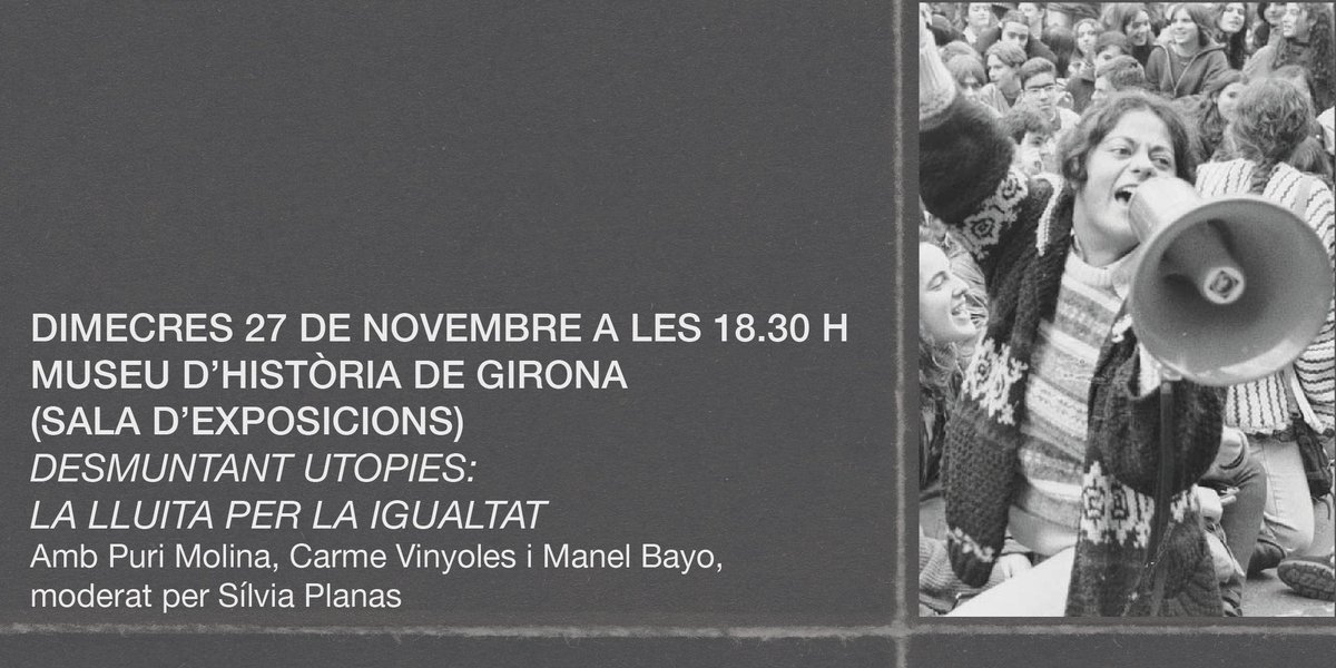 mhistoria_gi's tweet photo. Avui #25N Dia Internacional per a l'Eliminació de la Violència contra les Dones
us proposem 
l'activitat de l'exposició #INFRALOCUS
Desmuntant utopies : la lluita per la igualtat
📆 27/11
⏰ 18:30h
📍Sala d'exposicions MHG
🔗https://t.co/3JwlyYex12

amb @BolitGirona https://t.co/3BHX9Y5zDe