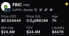 i called $fric at a 200k mcap and it just hit 25m

join my group, we literally hit every single runner