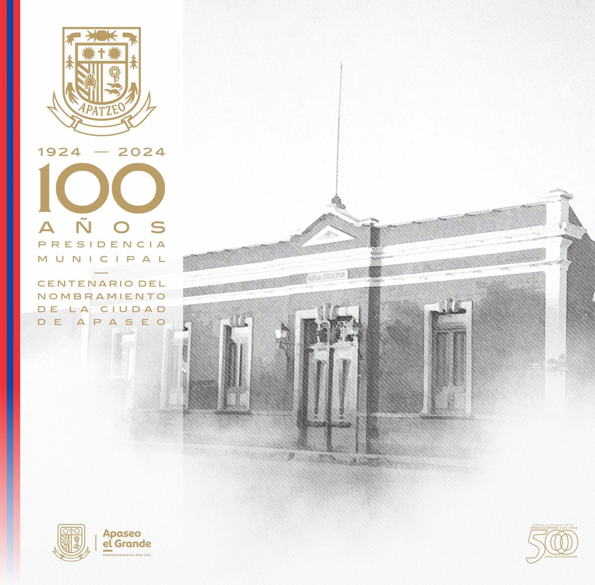 Desde su apertura hace 100años, la Casa Municipal, mejor conocida como el edificio de presidencia, ha sido la casa del diálogo, los acuerdos y la ciudadanía. 

Acompáñanos en un acto conmemorativo
Este 26 de Noviembre a las 
6PM - Jardín Principal 

Apaseo #SiempreGrande