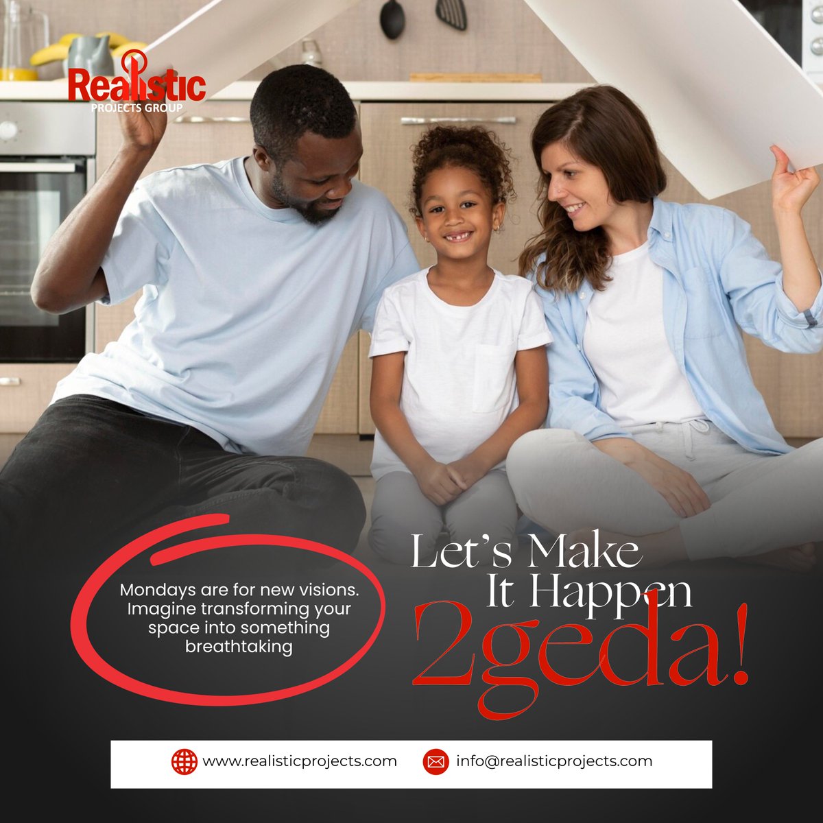 Realisticproj's tweet image. Fresh visions this Monday? We’ve got you covered! Let Realistic Projects Group transform your space into something breathtaking. Let&apos;s make it happen 2geda! ✨

📧 info@realisticprojects.com 🌐 realisticprojects.com

#RealisticProjects #BuildWithUs #MondayMotivation