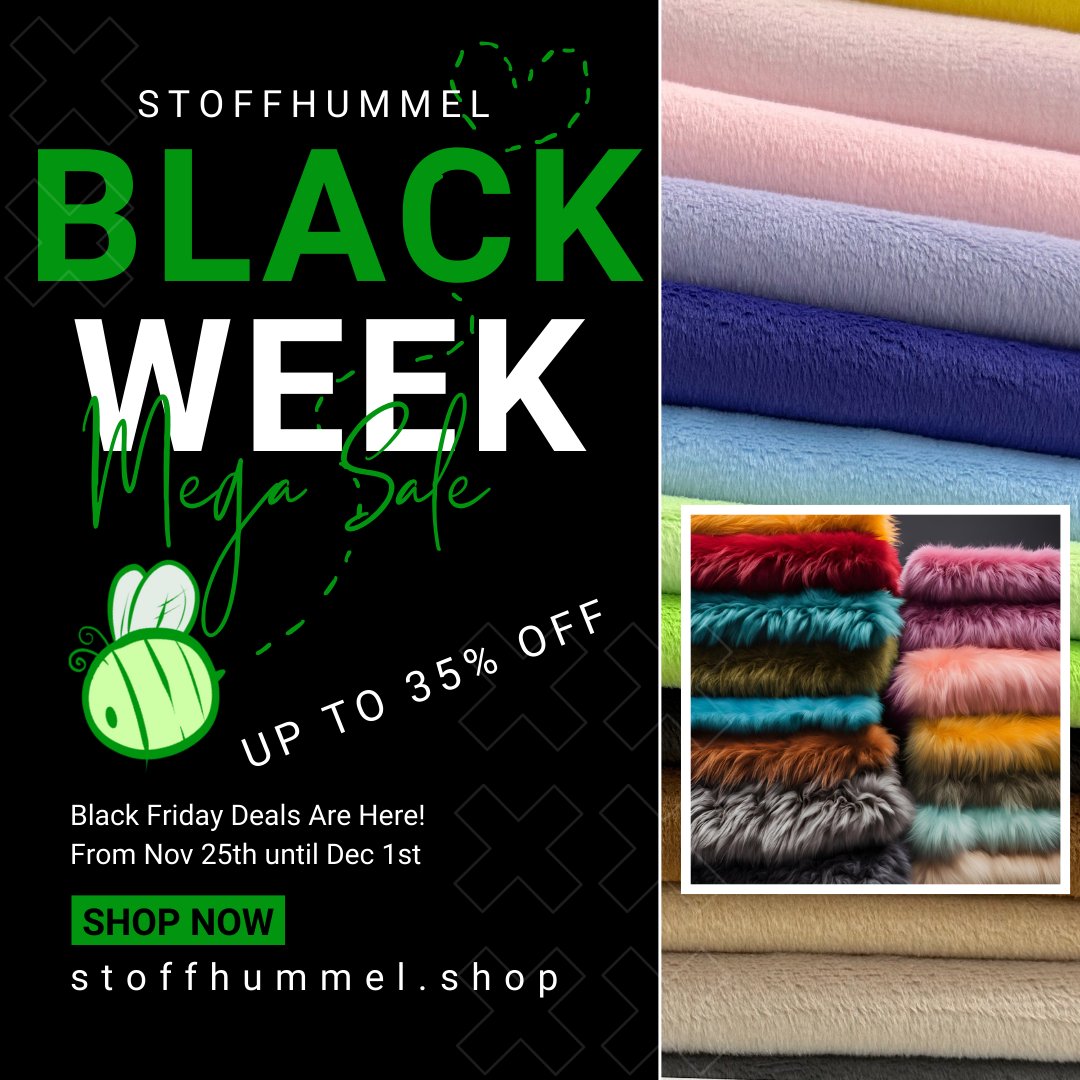 Lovelies,
Our Black Week has just started! 🩶🐝
Great discounts only once a year!

Save
35% on Shannon Dreamy Fur
20% on Ecoshag Long Pile Fur
15% on Shannon Cuddle 3
25% on everything else! 

Only until 1st December, limited stock.

RT appreciated!
