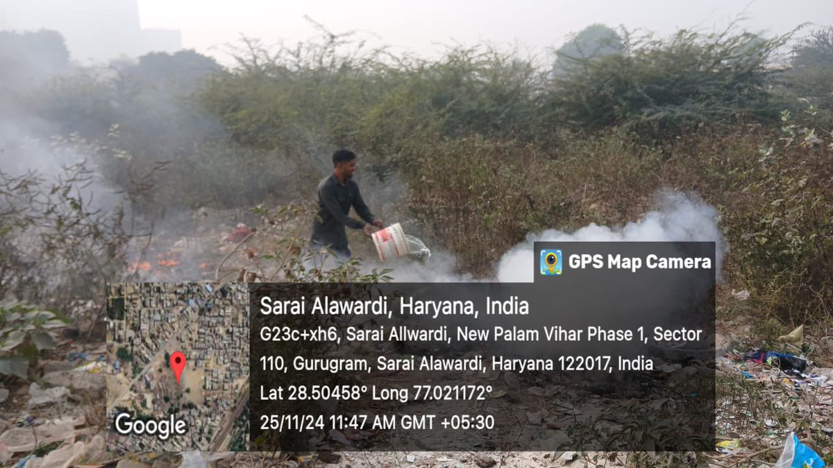 cleanAirBharat's tweet image. Waste burning is a rampant practice in Gurgaon. 

25/11/24

#Wastefire video via @bharatmhm @MunCorpGurugram doused fire. 

Other pic via @SethiRuchikaT 
3rd fire in 28 days , #Samelocation
Pls see X (26/10,18/11/,25/11)

x.com/sethiruchikat/…

#PlsStampOutWasteBurning  
/2