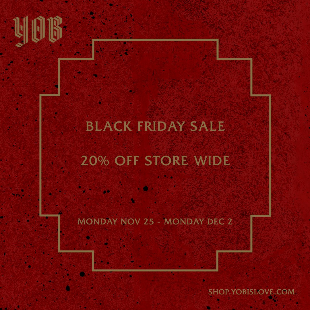 Through Monday, December 2nd we’re offering 20% off everything in our US webstore. Discount applied at checkout. Shop.yobislove.com.