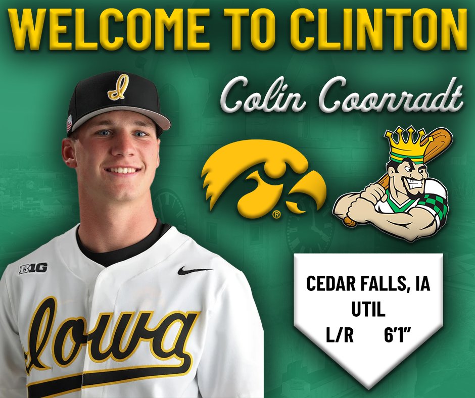 Clinton LumberKings (@lumberkings) on Twitter photo 🚨🚨ROSTER ANNOUNCEMENT🚨🚨
<a href="/ColinCoonradt/">Colin Coonradt</a> from <a href="/UIBaseball/">Iowa Baseball</a> is bringing his talents to the riverfront this summer!
Stay tuned for more 2025 player announcements!
#CrownedInClinton #BaseballIsBetter 🚨🚨ROSTER ANNOUNCEMENT🚨🚨
<a href="/ColinCoonradt/">Colin Coonradt</a> from <a href="/UIBaseball/">Iowa Baseball</a> is bringing his talents to the riverfront this summer!
Stay tuned for more 2025 player announcements!
#CrownedInClinton #BaseballIsBetter