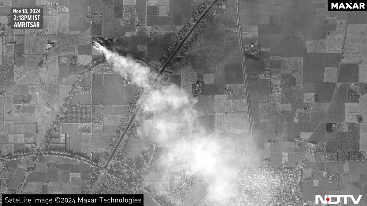 3.  Some of the fires detected by the Maxar satellite on November 18 were by no means small fires.  Look at this one in the same region.  Again, not detected by the NASA satellite which flew over the area earlier.  Hiren Jethva, the NASA scientist who observes all this far more