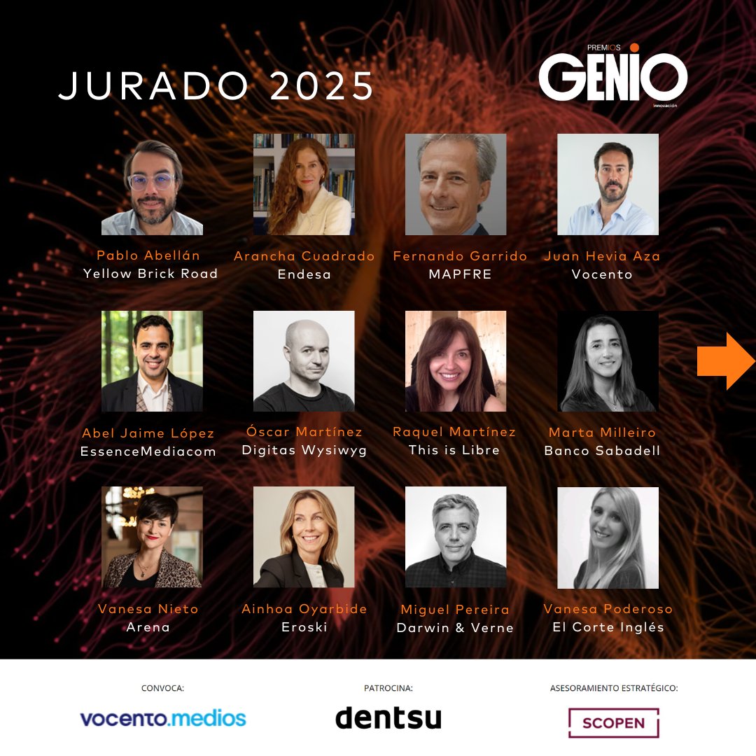 SCOPEN_es's tweet photo. ❗Ya conocemos al 𝗝𝗨𝗥𝗔𝗗𝗢 de los @PremiosGenio Innovación 2025! 👇

Convocados por @vocentoeventos y patrocinados por @dentsuESP, con la asesoría estratégica de #SCOPEN

#GENIOInnovaSantander25 https://t.co/I6nZp0aHCE