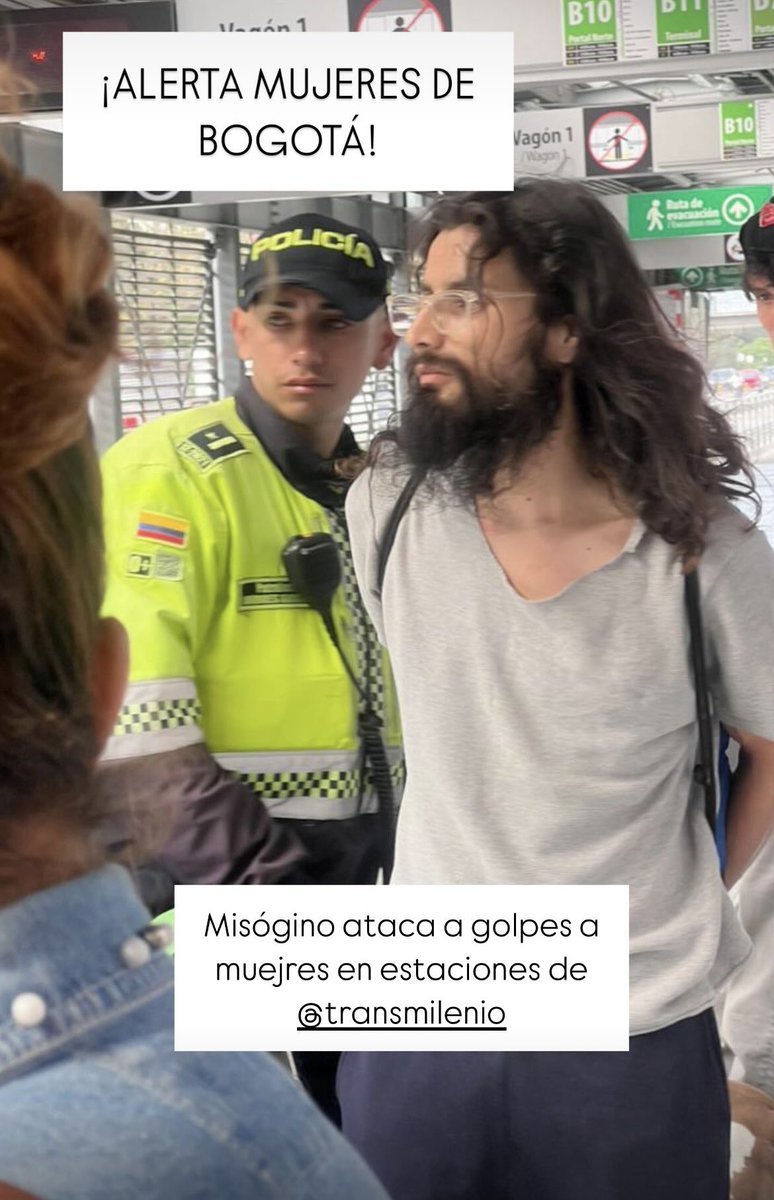 dayard9's tweet photo. @jdlaverde9 Juan David, necesitamos ayuda para visibilizar a este sujeto que anda golpeando mujeres en @TransMilenio la @PoliciaBogota lo dejó libre y no ayudó a la víctima a poner denuncia. https://t.co/SzONjo4Ee3