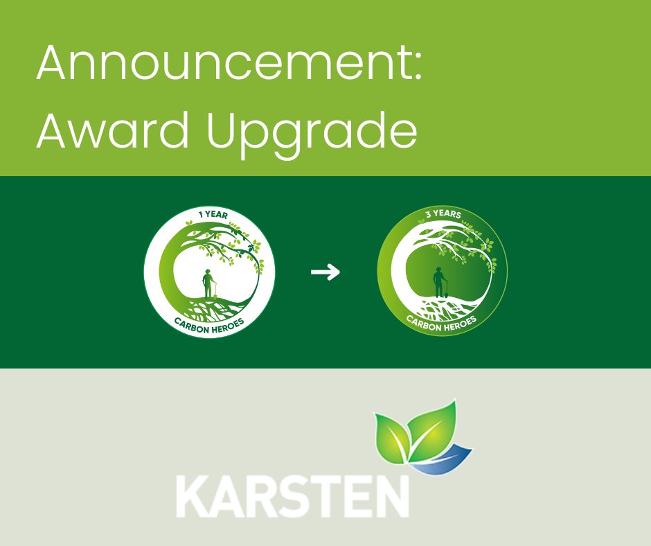 We are thrilled to announce that the Karsten Group has been upgraded from a 1 Year to a 3 year Carbon Hero award!

A huge congratulations are in order!

To find out more visit carbonheroes.co.za.

#ClimateChange #ClimateActionNow #CarbonHero