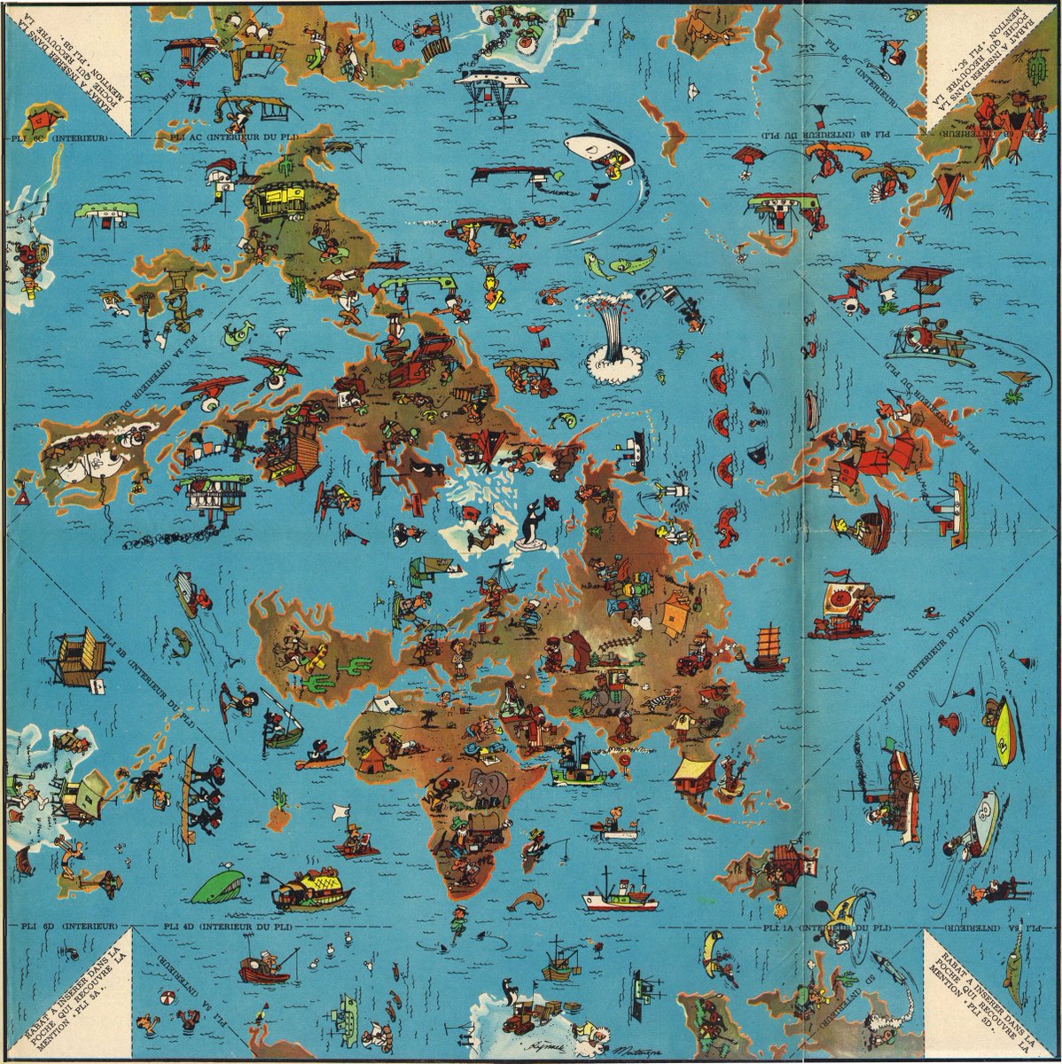jmviglino's tweet photo. #30DayMapChallenge Day 26: Map projections
La projection de #Lagaffe 🌐 dite de la "mappemonde carré de #Gaston" 🤡 dite de la "bombe à eau" 💦
#DIY absolument inutile ❣️ donc indispensable sur son bureau 🖨️✂️
Source: supplément #Spirou aout 2019 @EditionsDupuis https://t.co/RRRWiN0JJr