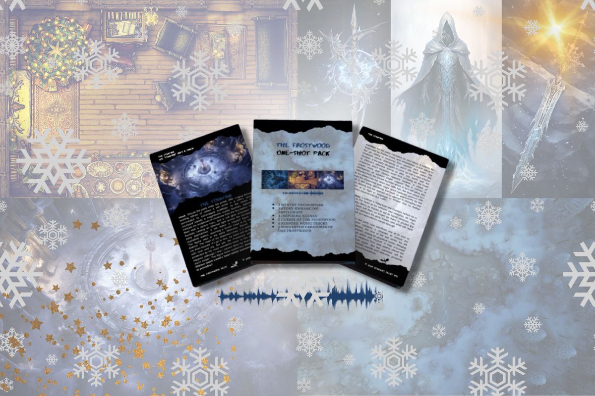 You can pick up The Frostwood for FREE at patreon.com/vengersdecks/a…. It's a digital festive #ttrpg one-shot pack you can run for your group ahead of Christmas, with encounters, maps, music, loot, and more! ❄️❄️❄️