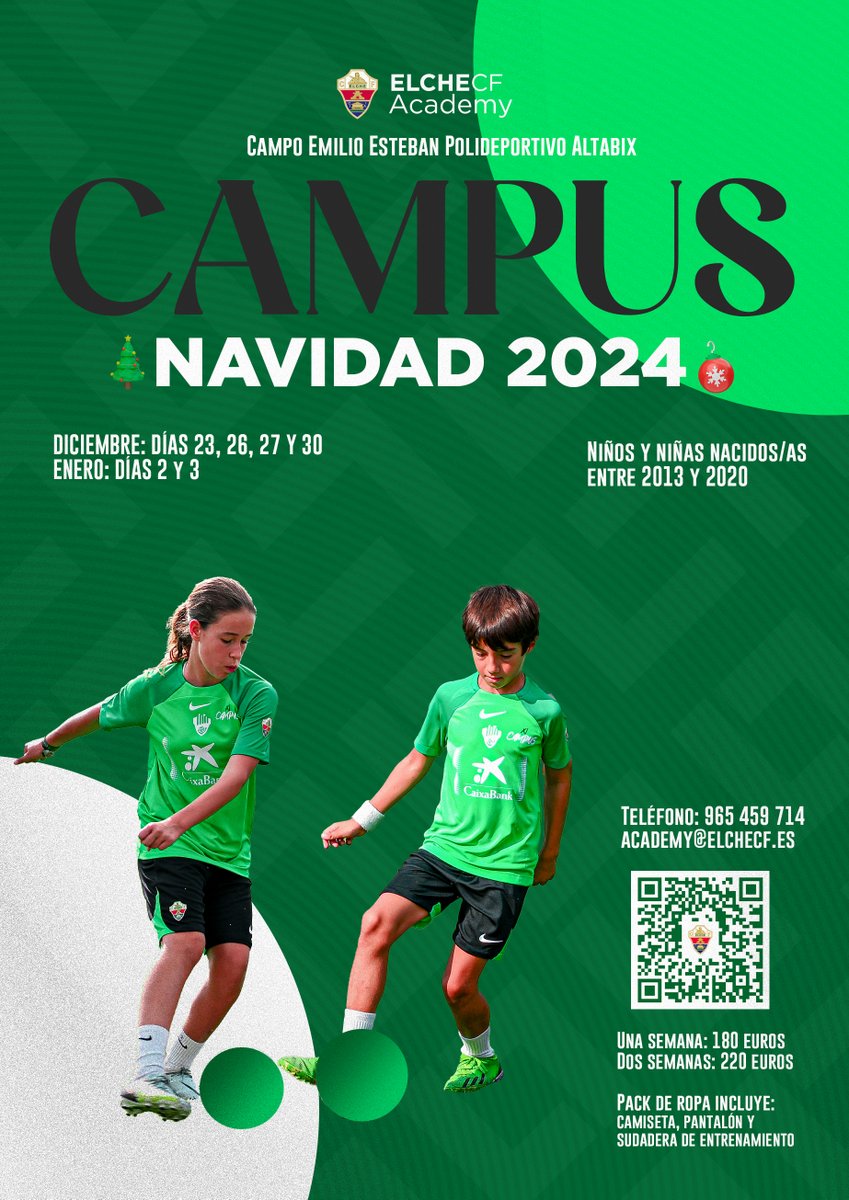 futbolbaseECF's tweet photo. 🎁 𝑪𝑨𝑴𝑷𝑼𝑺 𝑫𝑬 𝑵𝑨𝑽𝑰𝑫𝑨𝑫 𝑬𝑪𝑭 🎄

Los técnicos del Fútbol Base ofrecen formación integral y tecnificación deportiva durante las vacaciones navideñas

➡️ https://t.co/FtFETfwfwA

#CanteraECF https://t.co/F3mg2QM0L4
