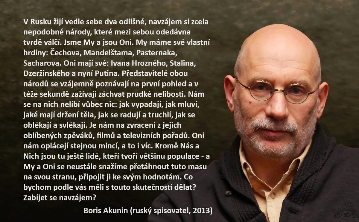 FB připomněl...
Tady Boris Akunin o Rusku, ale bude to povědomé i pro všechny Čechy a Slováky...