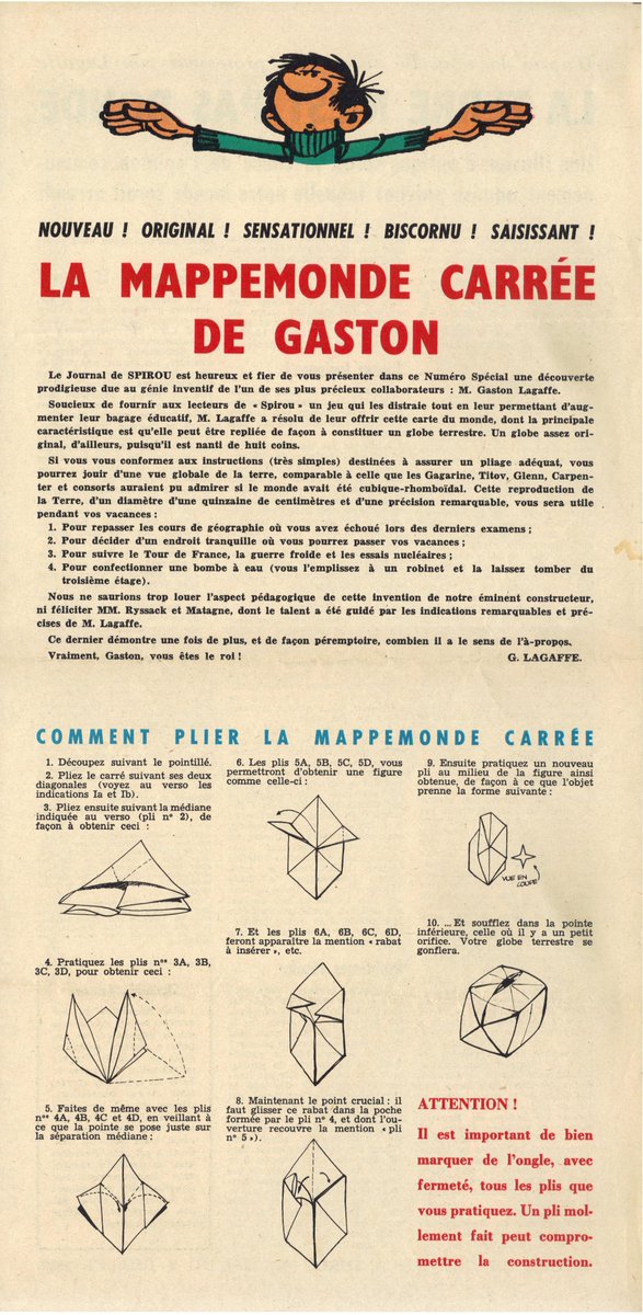 jmviglino's tweet photo. #30DayMapChallenge Day 26: Map projections
La projection de #Lagaffe 🌐 dite de la "mappemonde carré de #Gaston" 🤡 dite de la "bombe à eau" 💦
#DIY absolument inutile ❣️ donc indispensable sur son bureau 🖨️✂️
Source: supplément #Spirou aout 2019 @EditionsDupuis https://t.co/RRRWiN0JJr