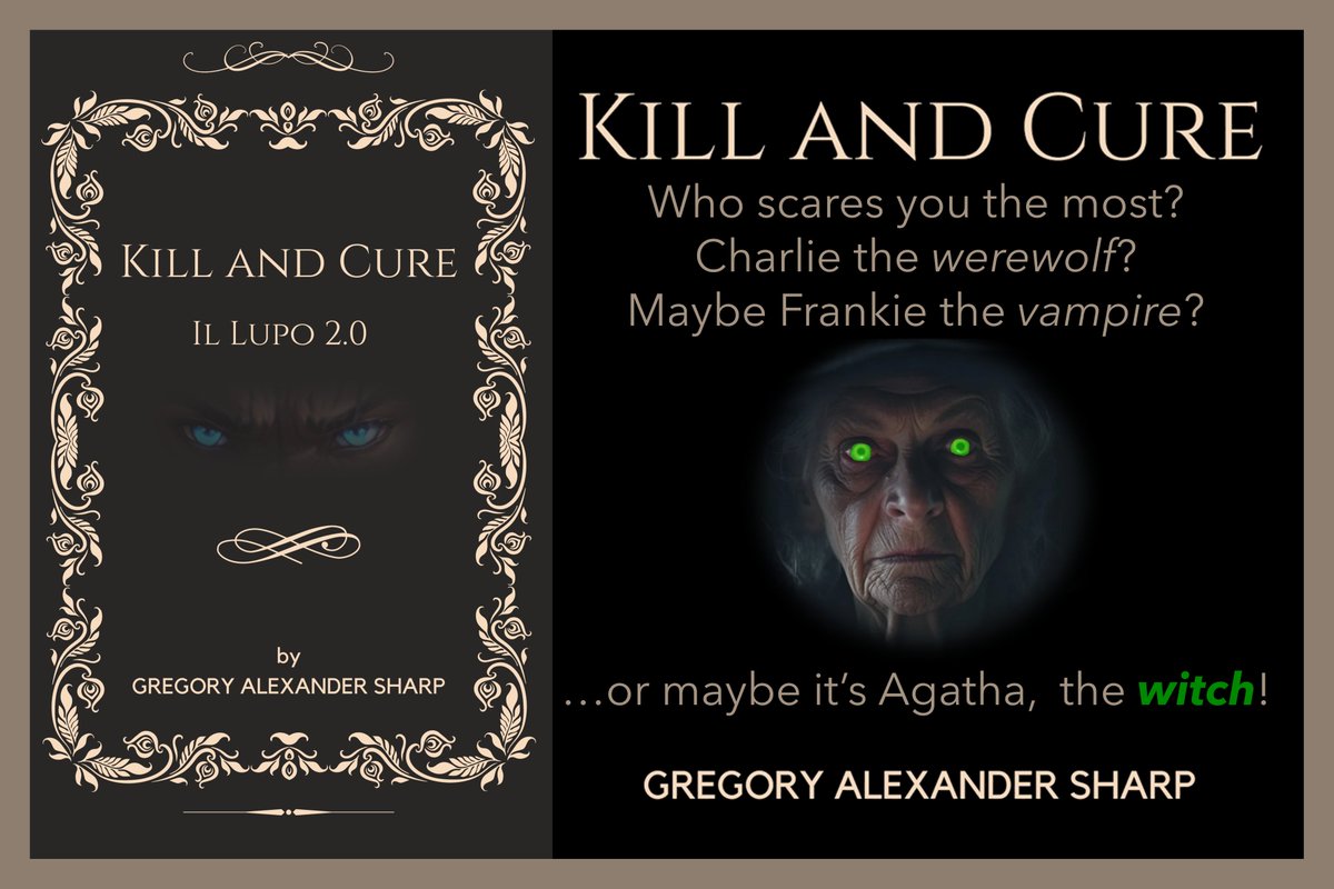𝙆𝙄𝙇𝙇 𝘼𝙉𝘿 𝘾𝙐𝙍𝙀
books2read.com/kill-and-cure
What might it take to cure a werewolf?
When pitted against gangsters and vampires, you're going to need all the help you can get!
Great characters, vivid locations, fear, fun...
... and a witch.

#Amazon #KindleUnlimited