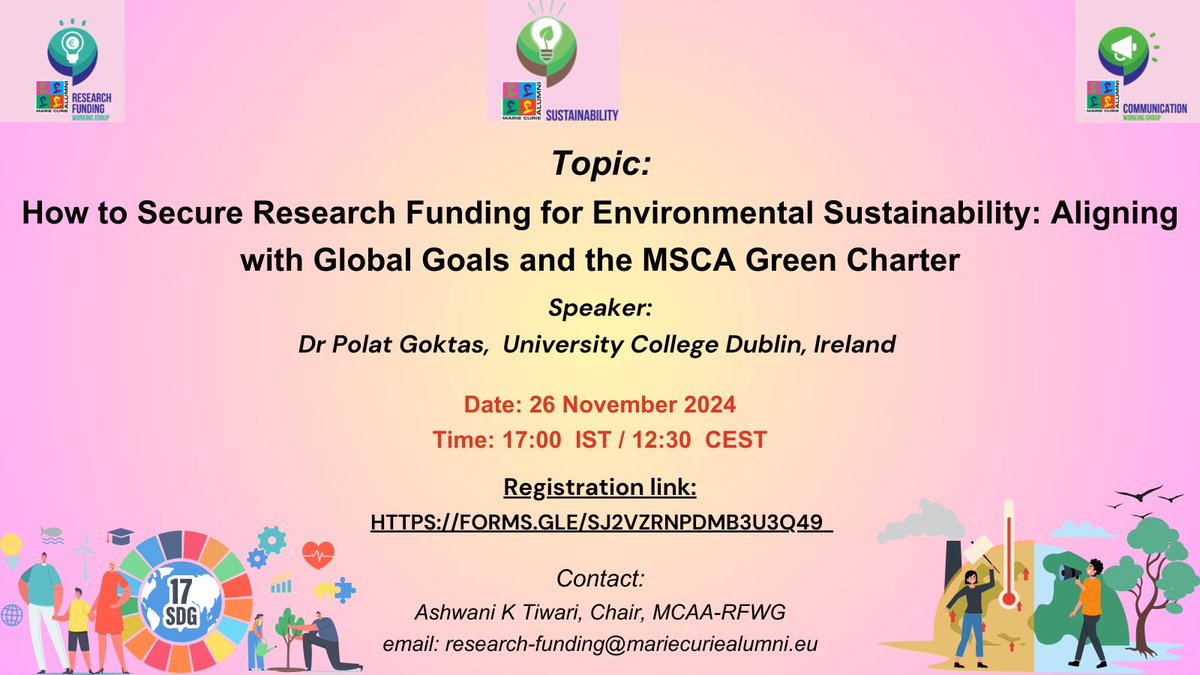 News:
Registration deadline for the webinar is tomorrow at 15:00 IST/ 10:30 CEST time.

Interested participants, please find below the link for registration 

forms.gle/eF3QGqEPhJ9S6R…

Thanks 
<a href="/Mariecurie_alum/">Marie Curie Alumni Association (MCAA)</a> <a href="/MCAA_CommWG/">MCAA CommWG</a>
