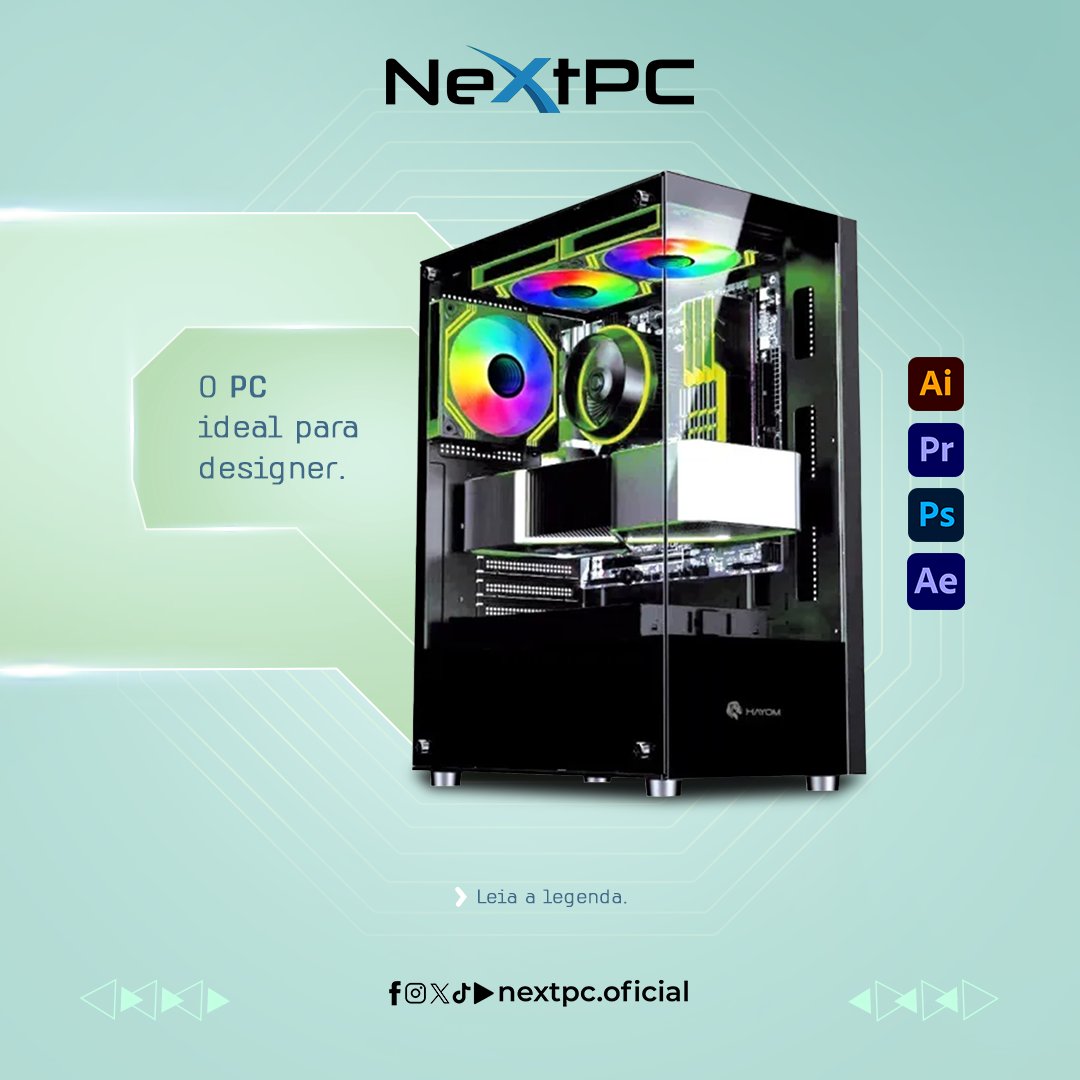 nextpc_oficial's tweet photo. Crie sem limites com o PC ideal para designers! Potente, fluido e otimizado para rodar softwares como Illustrator, Photoshop, Premiere e After Effects, ele é perfeito para transformar suas ideias em realidade. ✌️🔵 #store #informatica #nextpc #designer https://t.co/JFDTy33LRT