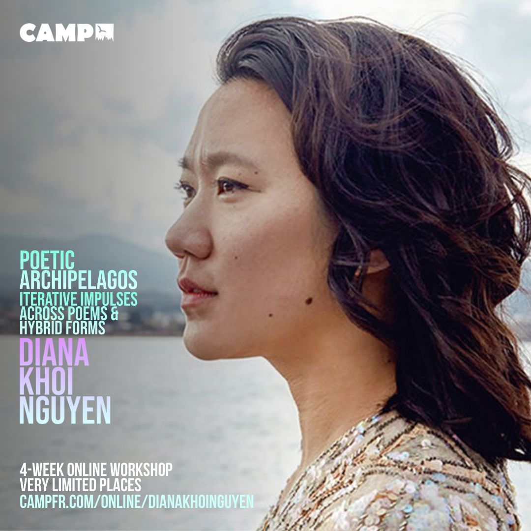 Award winning poet and multimedia artist Diana Khoi Nguyen's online CAMP workshop starts tomorrow, 5 places left ➡️ campfr.com/dianakhoinguyen 

#poetry #poetrycommunity #writing #writingcommunity #writingworkshop