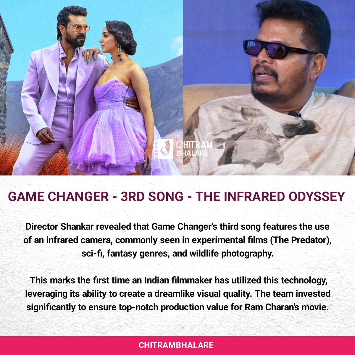 chitrambhalareI's tweet photo. #GameChanger - #NaaNaaHyraanaa

For the first time in Tollywood, this groundbreaking technology has been used for a film song!

#RamCharan #KiaraAdvani #GameChanger3rdSingle https://t.co/R9eTMcY0ql