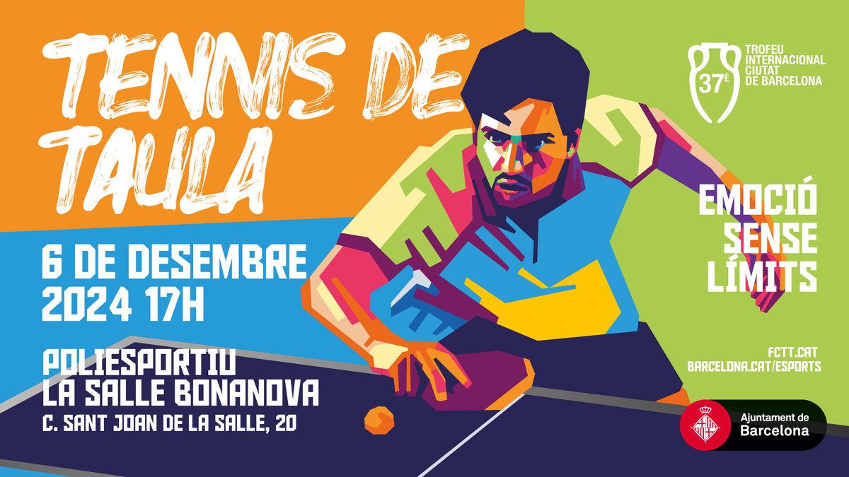 🏓​ La 37a edició del Trofeu Internacional Ciutat de Barcelona tindrà lloc el pròxim divendres 6 de desembre!

🙌🏻​ Si voleu gaudir del millor tennis de taula, anoteu-vos-ho ja a l'agenda!

📍 Poliesportiu <a href="/lasallebonanova/">La Salle Bonanova</a>
🕖​ A partir de les 17:00 h.