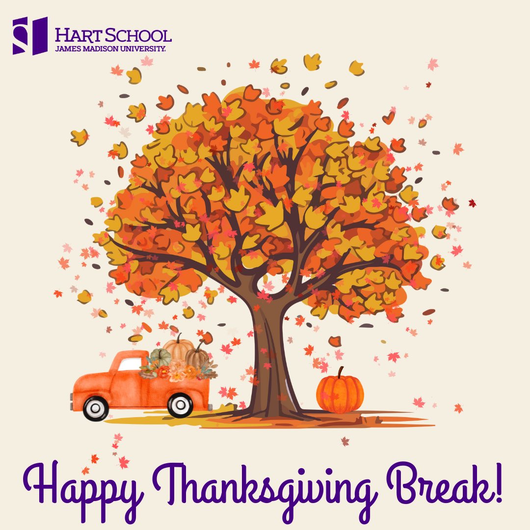 JMUHartSchool's tweet photo. Enjoy the week with loved ones and family!
See everyone back in Godwin next week!
#HartStrong https://t.co/aTyIw7h0IH