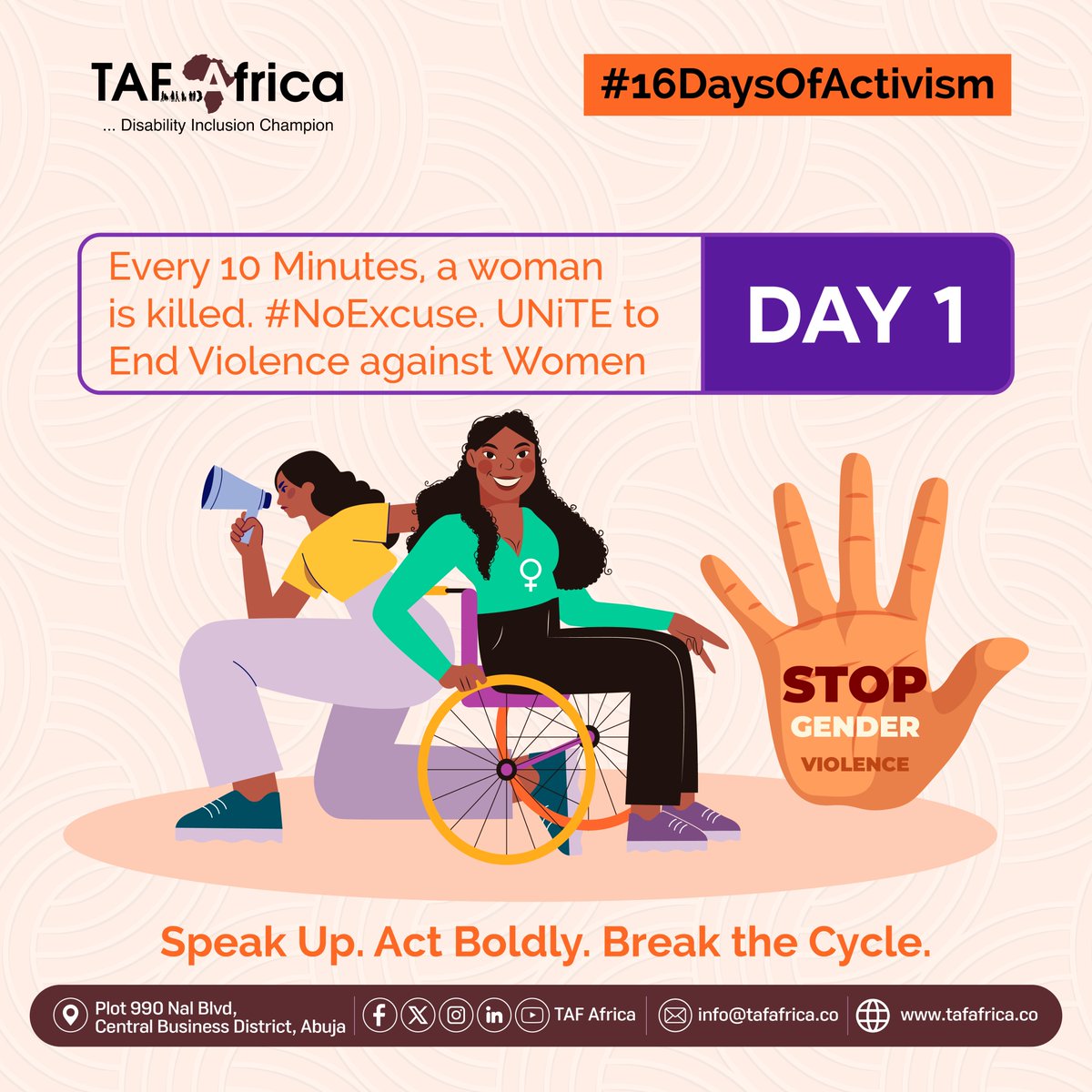 TAF_Africa's tweet photo. Violence against women and girls can and must be prevented.

Speak Up. Act Boldly. Break the Cycle

#16DaysOfActivism2024 
#16DaysOfActivism https://t.co/y036PbB26N