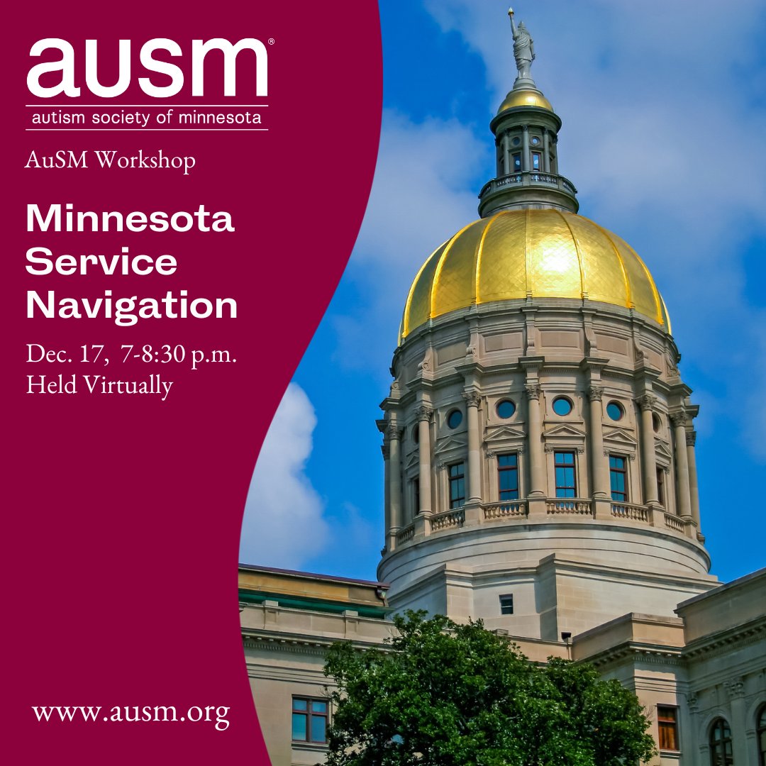 Final AuSM workshop of 2024!

🗓️ Minnesota Service Navigation
📅 Dec. 17, 2024 | 🕖 7-8:30 p.m.

Learn to navigate MN's service system, find supports, &amp; access what you need.
🔗 Register now: bit.ly/MNService

#AuSM #AutismSupport #MinnesotaServices #DisabilityAdvocacy